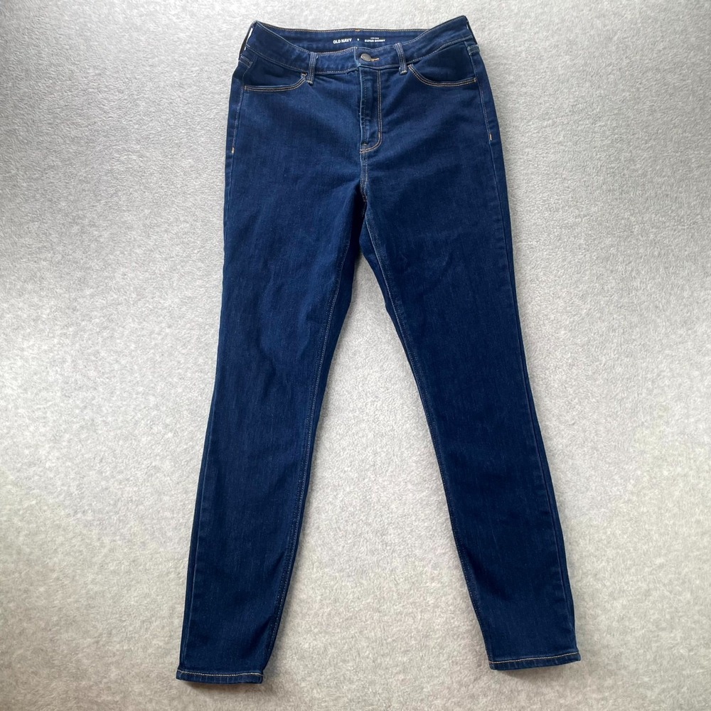 Old Navy Jeans Womens 8 Blue Denim Cotton High Rise Dark Wash Super Skinny Leg